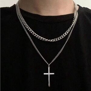 1pc Double Layer Cross Necklace